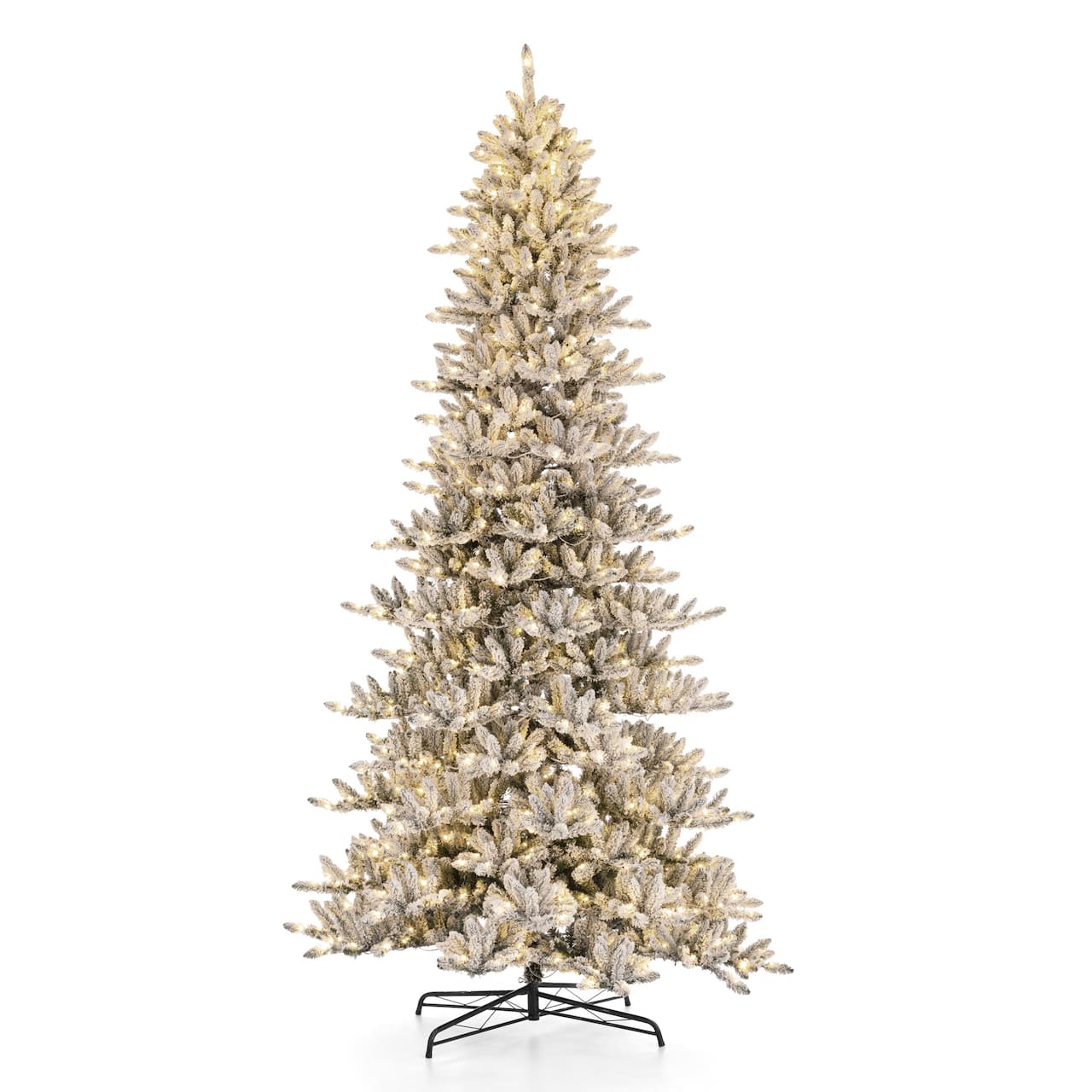 11ft. Pre-Lit Flocked Fir Slim Artificial Christmas Tree, Warm White LED Lights